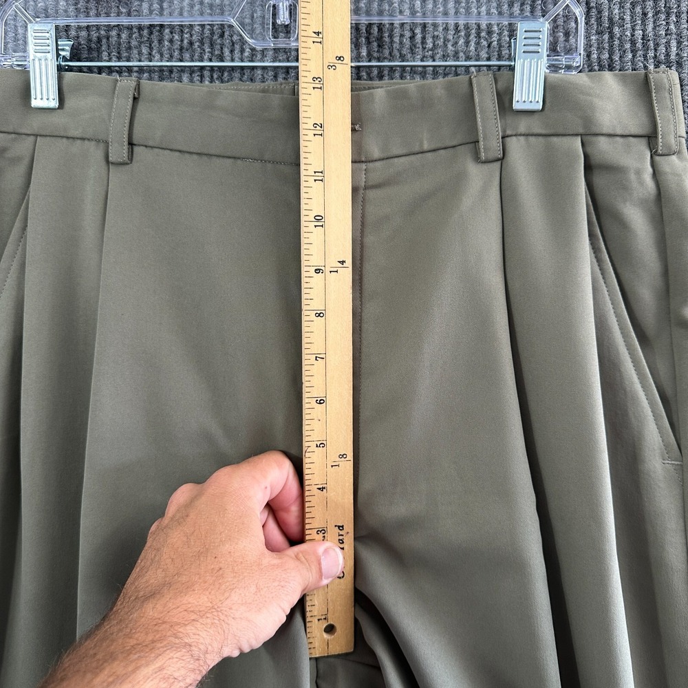 IZOD Mens Dress Pants Size 36x34 Beige Polyester Pleated Front Cuffed High Rise - Picture 3 of 8